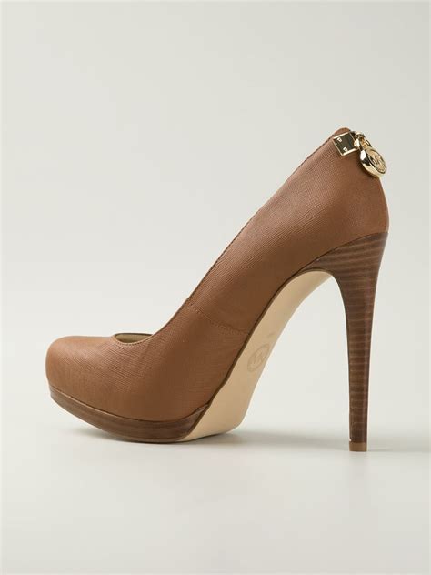 michael kors brown leather heels|michael kors heels size 10.